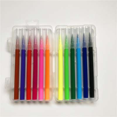 Non-Toxic 12 Colors Water Color Brush Pen Art Markers With Soft Tip For Kids